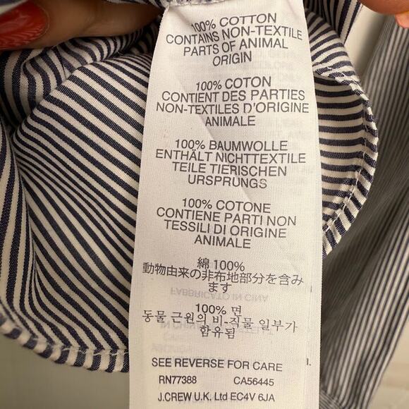 J Crew Shirt Womens 4 Tall "Boy" Striped Button Up Long Sleeve Collared Cotton - Picture 4 of 7